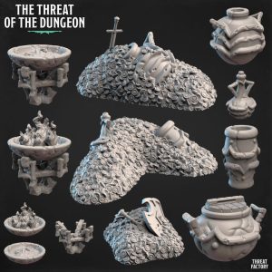 Décorations de donjon : trésors, vases et brasero [LOT]