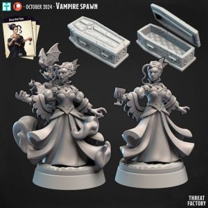 Dame vampire, forme humaine et cercueil