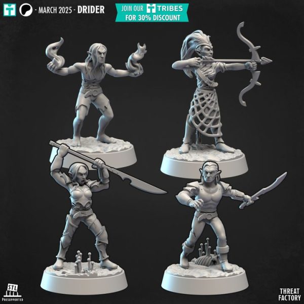 Lot de 4 guerriers Drow (modulaire)