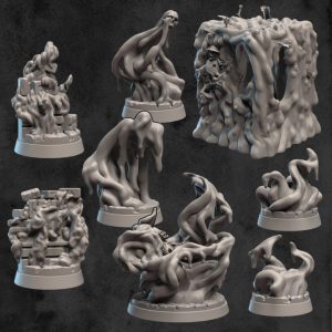 Gelées ocre, cube gélatineux et vase grise [Lot]