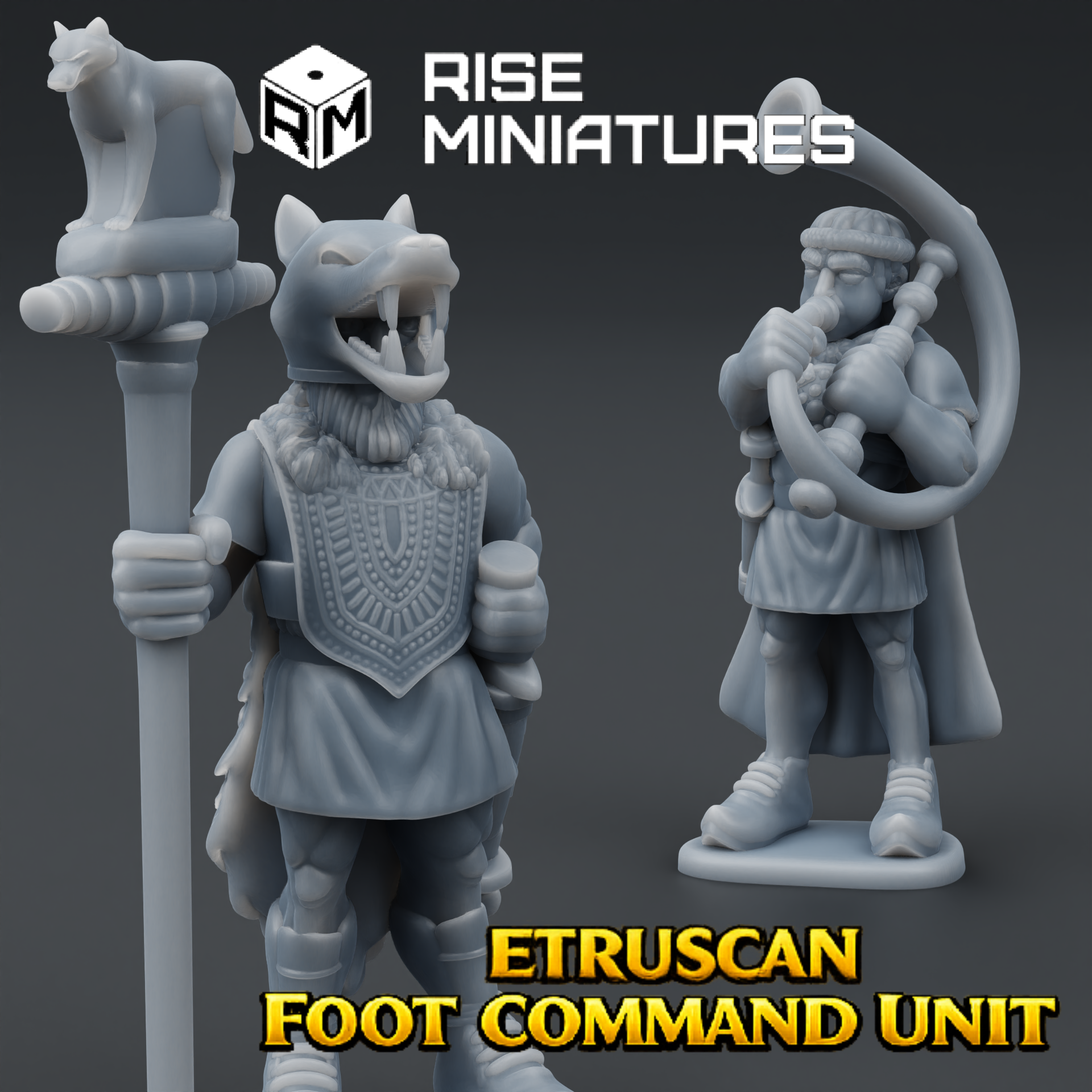 Rise Miniatures - Rise of Ancient Wars - Pack Etrusque - Unité de Commandement à Pied